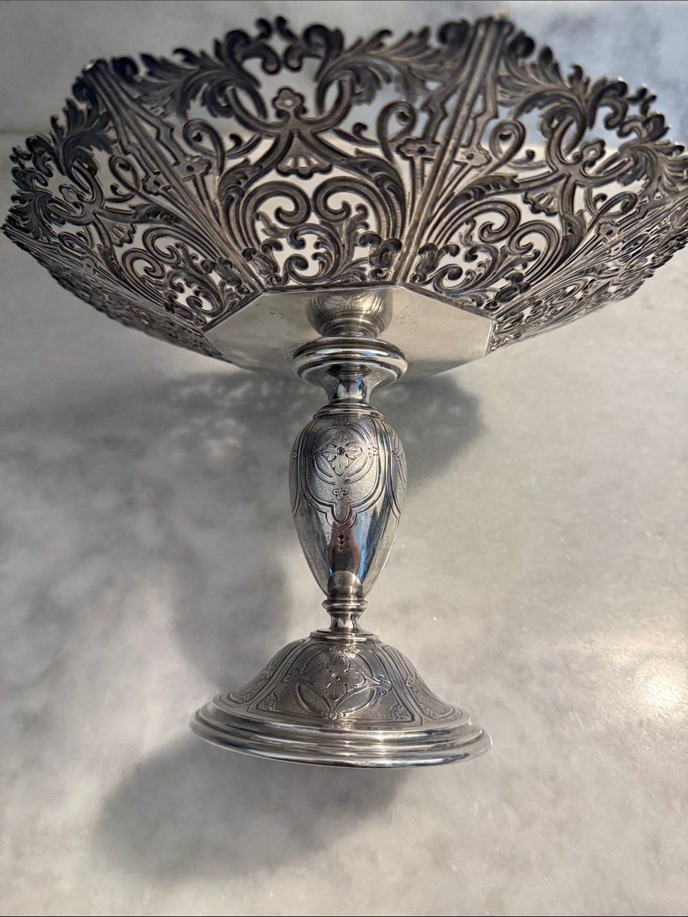 Antique Tiffany & Co. Sterling Silver Tazza Pedestal Centerpiece BB1754 Rare - Picture 4 of 10